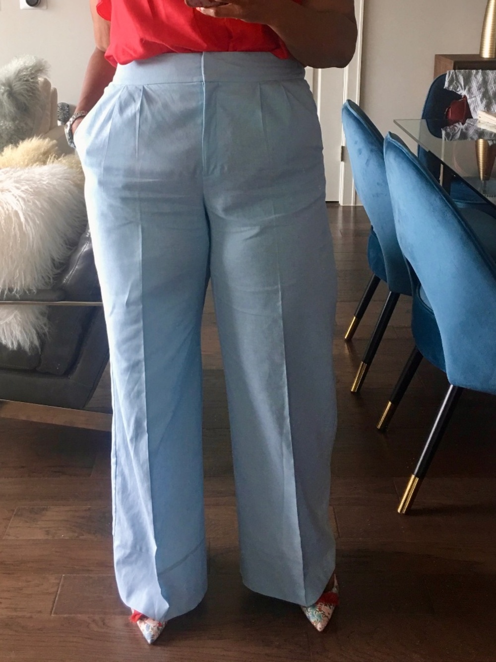 NWT ASOS Tailored Linen Wide Leg Pants – Duck Blue